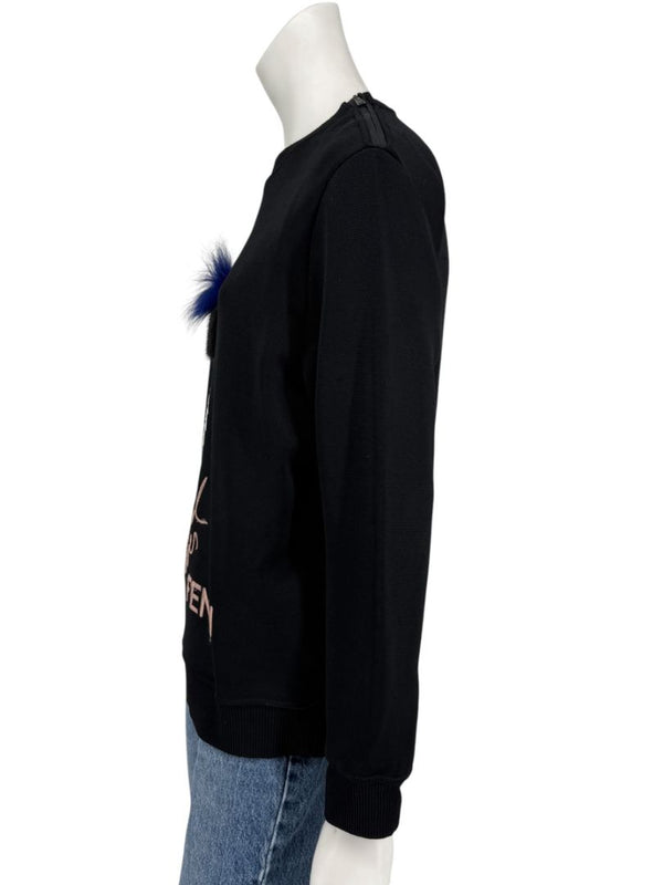 Fendi Karlito “Karl Lover” Fur Embellished Sweatshirt – Size IT 42