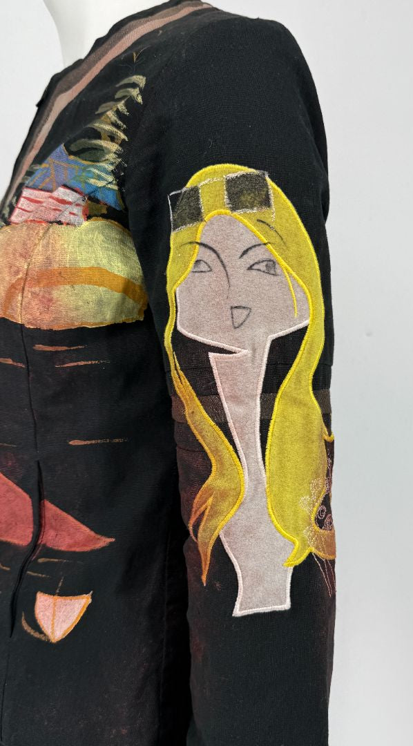 Custo Barcelona Art Print Linen–Cotton Jacket – Size 36