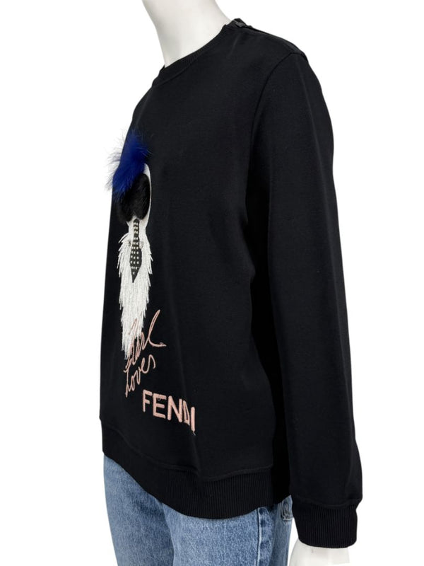 Fendi Karlito “Karl Lover” Fur Embellished Sweatshirt – Size IT 42