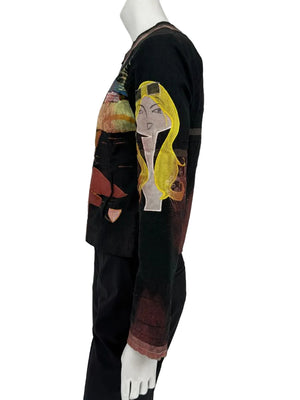 Custo Barcelona Art Print Linen–Cotton Jacket – Size 36