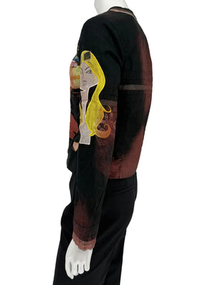 Custo Barcelona Art Print Linen–Cotton Jacket – Size 36