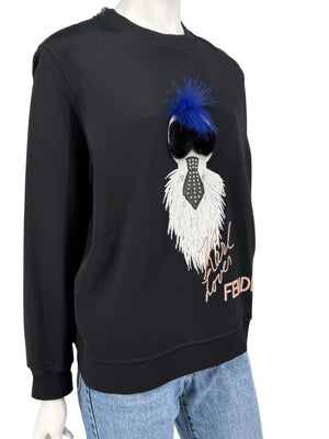 Fendi Karlito “Karl Lover” Fur Embellished Sweatshirt – Size IT 42