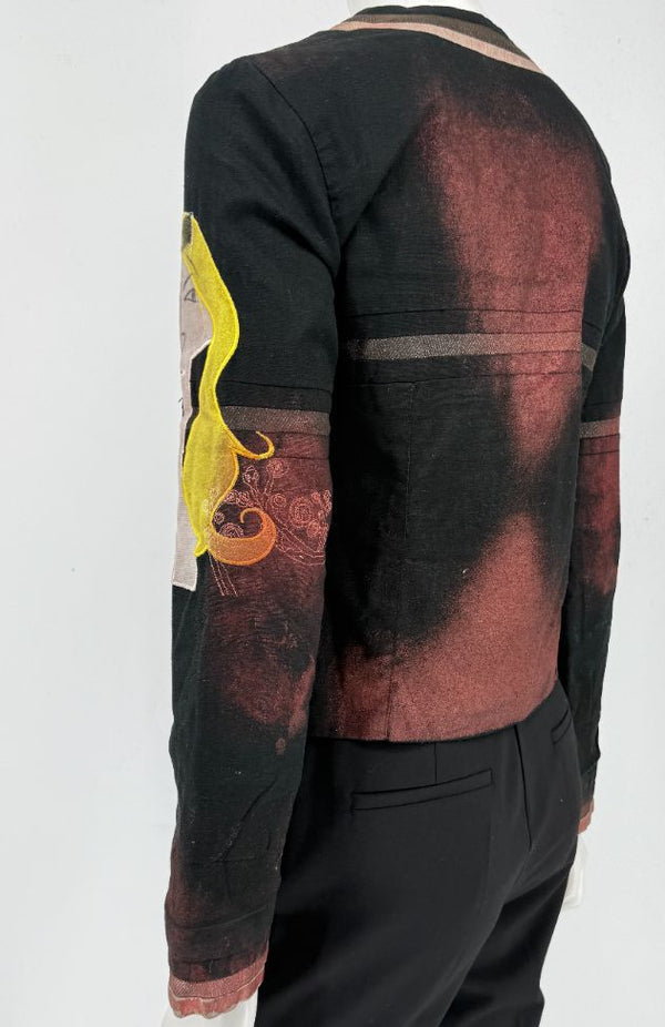 Custo Barcelona Art Print Linen–Cotton Jacket – Size 36