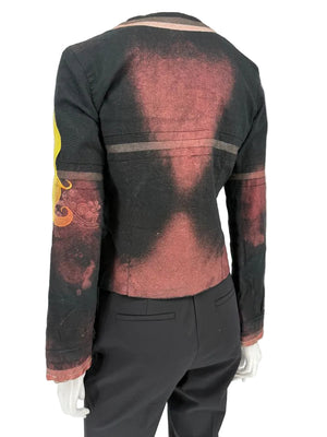 Custo Barcelona Art Print Linen–Cotton Jacket – Size 36