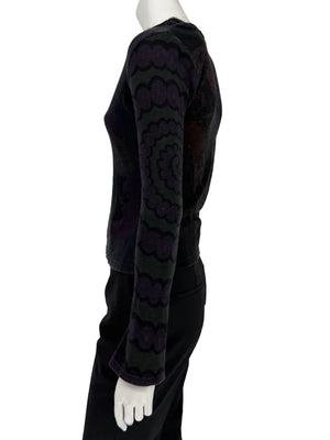 Custo Barcelona Long-Sleeve Graphic V-Neck Top – Size 1 (Small)