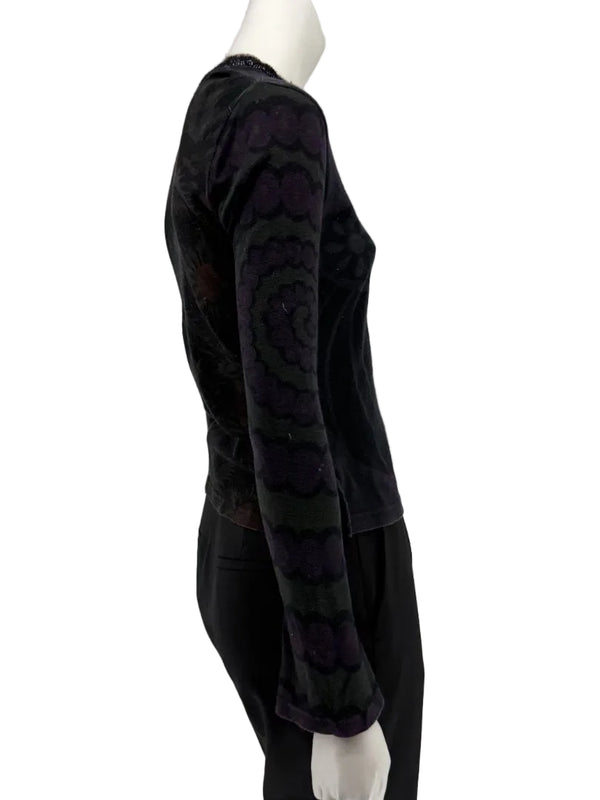 Custo Barcelona Long-Sleeve Graphic V-Neck Top – Size 1 (Small)