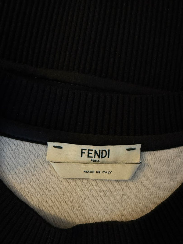 Fendi Karlito “Karl Lover” Fur Embellished Sweatshirt – Black – Size IT 40