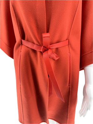 Loro Piana Salzburg Cape in clear orange cashmere with matching leather. Poncho/Cape/Jacket