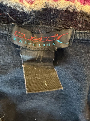 Custo Barcelona Long-Sleeve Graphic V-Neck Top – Size 1 (Small)