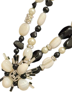 Chanel Haute Couture F/W 2006 Black & Ecru Stone & Crystal CC Logo Statement Necklace – 21.5"