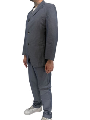 Jil Sander Tailor Made Men's 52 Blue Gray Cotton 2 Piece Suit 3 Button