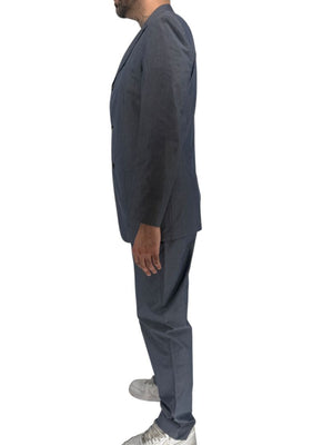 Jil Sander Tailor Made Men's 52 Blue Gray Cotton 2 Piece Suit 3 Button