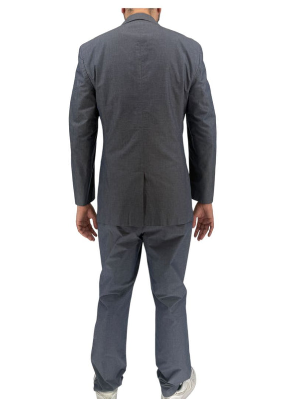 Jil Sander Tailor Made Men's 52 Blue Gray Cotton 2 Piece Suit 3 Button
