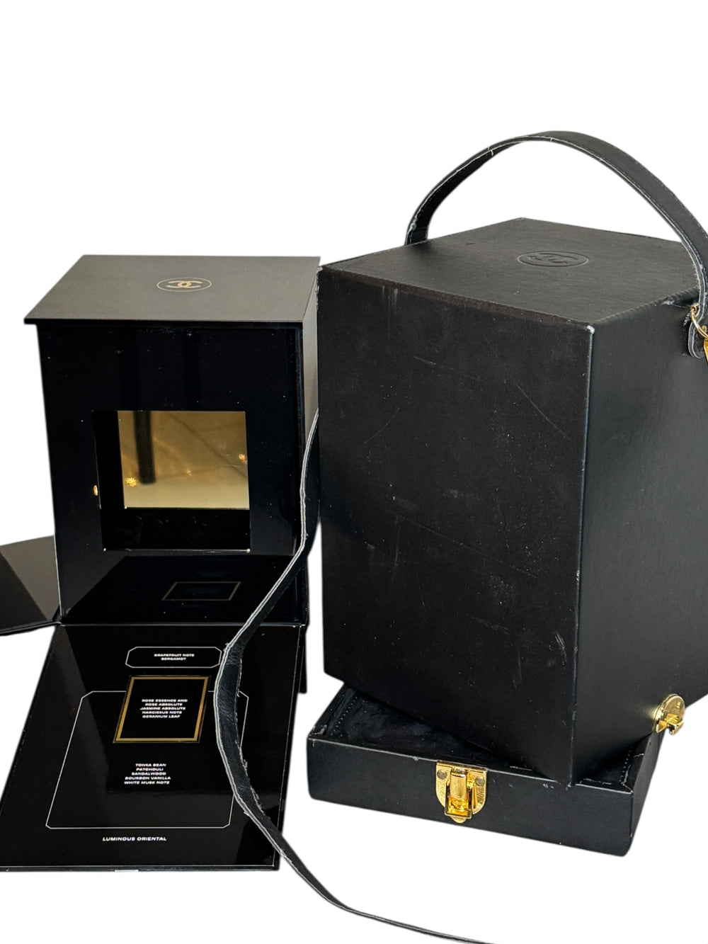 Chanel Coco Noir Fragrance Launch Acrylic Display Case with Leather Carry Case