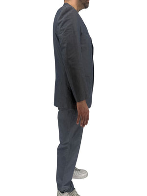 Jil Sander Tailor Made Men's 52 Blue Gray Cotton 2 Piece Suit 3 Button
