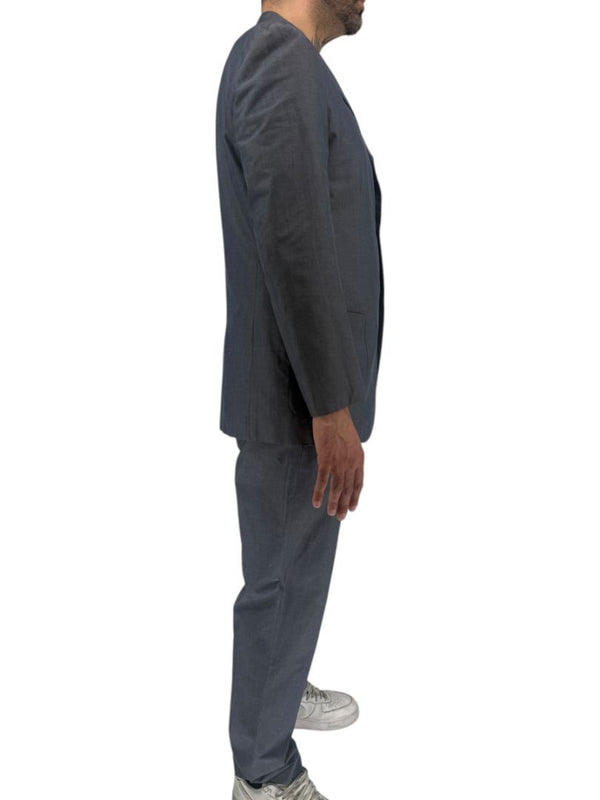Jil Sander Tailor Made Men's 52 Blue Gray Cotton 2 Piece Suit 3 Button