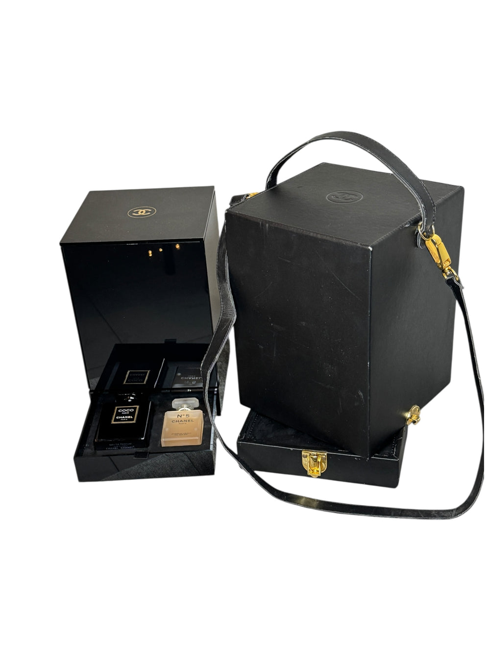 Chanel Coco Noir Fragrance Launch Acrylic Display Case with Leather Carry Case