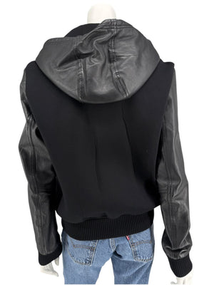 Givenchy Black Leather-Trim Zip Hoodie – Size 46