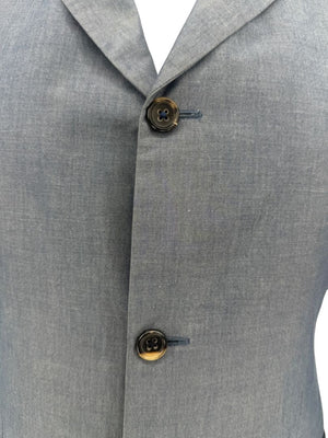 Jil Sander Tailor Made Men's 52 Blue Gray Cotton 2 Piece Suit 3 Button
