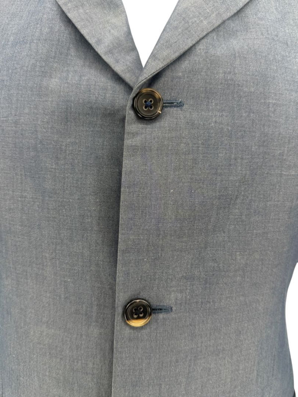 Jil Sander Tailor Made Men's 52 Blue Gray Cotton 2 Piece Suit 3 Button