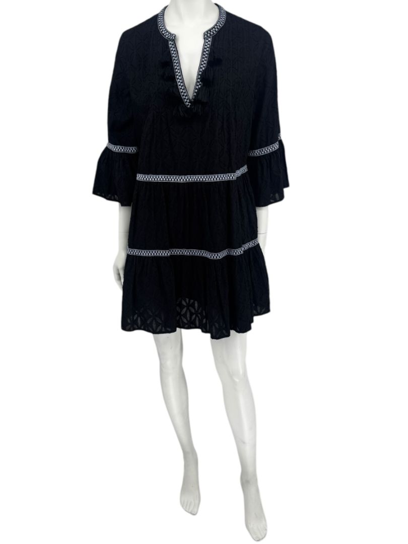 Tommy Bahama Black Embroidered Tassel Tunic Dress / Swim Cover-Up – Size S/P