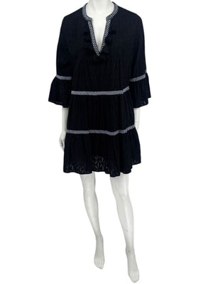 Tommy Bahama Black Embroidered Tassel Tunic Dress / Swim Cover-Up – Size S/P