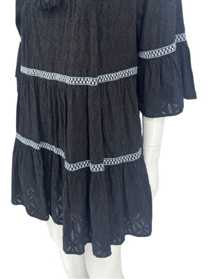 Tommy Bahama Black Embroidered Tassel Tunic Dress / Swim Cover-Up – Size S/P