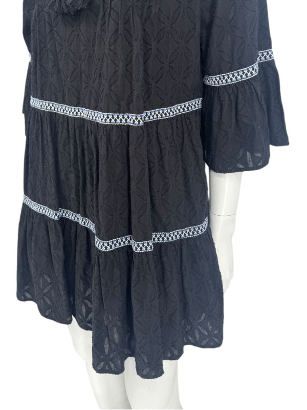 Tommy Bahama Black Embroidered Tassel Tunic Dress / Swim Cover-Up – Size S/P
