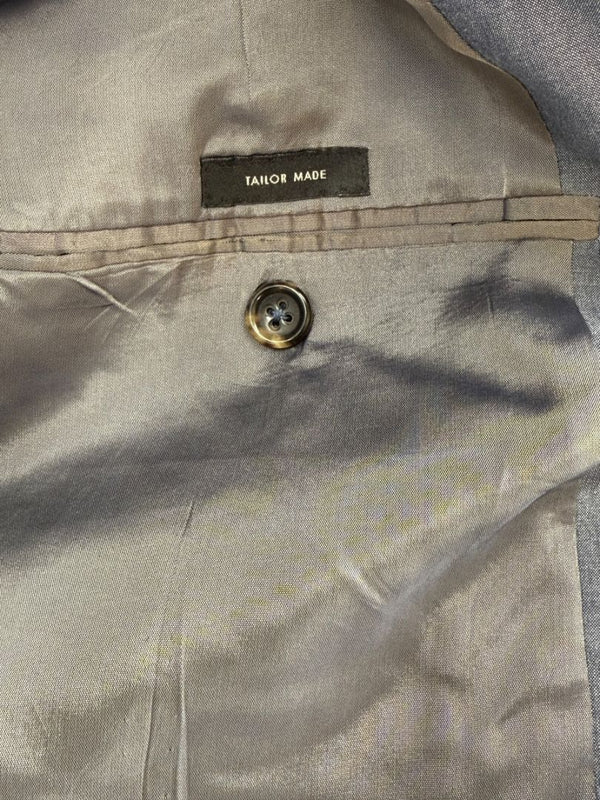 Jil Sander Tailor Made Men's 52 Blue Gray Cotton 2 Piece Suit 3 Button