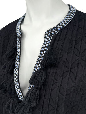 Tommy Bahama Black Embroidered Tassel Tunic Dress / Swim Cover-Up – Size S/P