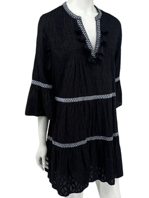 Tommy Bahama Black Embroidered Tassel Tunic Dress / Swim Cover-Up – Size S/P