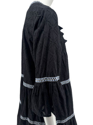 Tommy Bahama Black Embroidered Tassel Tunic Dress / Swim Cover-Up – Size S/P