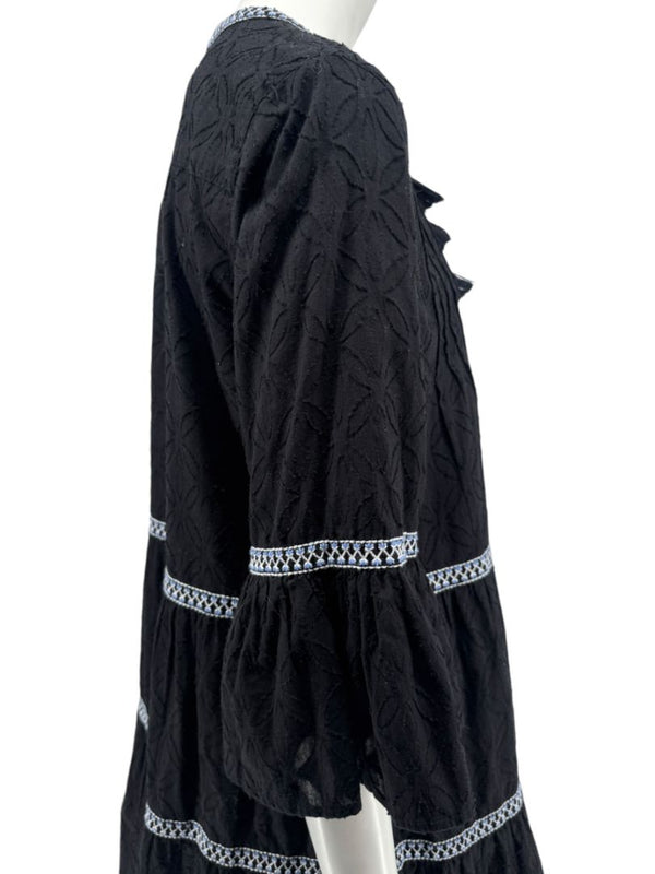 Tommy Bahama Black Embroidered Tassel Tunic Dress / Swim Cover-Up – Size S/P