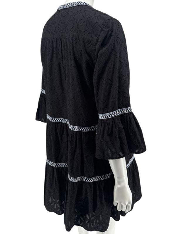 Tommy Bahama Black Embroidered Tassel Tunic Dress / Swim Cover-Up – Size S/P