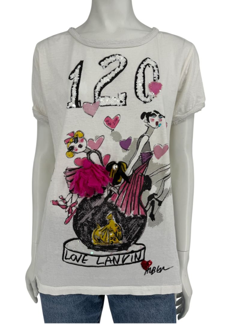 Lanvin Paris “120 Love Lanvin” Embellished Graphic T-Shirt – Size M