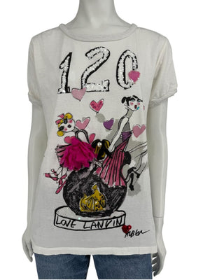 Lanvin Paris “120 Love Lanvin” Embellished Graphic T-Shirt – Size M