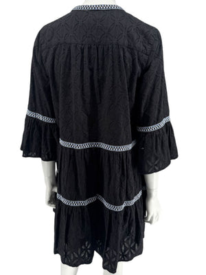 Tommy Bahama Black Embroidered Tassel Tunic Dress / Swim Cover-Up – Size S/P