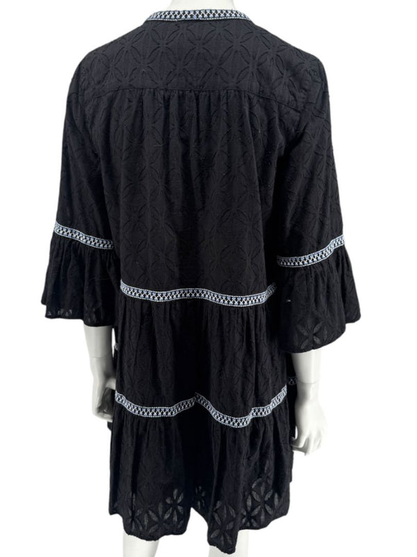 Tommy Bahama Black Embroidered Tassel Tunic Dress / Swim Cover-Up – Size S/P