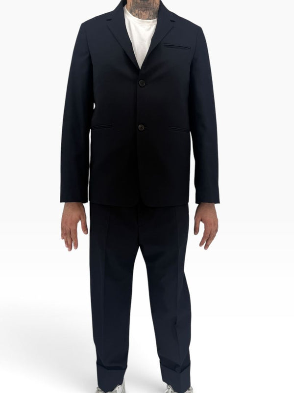 Jil Sander Men's 50 Navy Blue Virgin Wool Blend 2 Piece Suit Made Italy