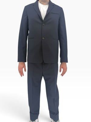 Jil Sander Men's 50 Navy Blue Virgin Wool Blend 2 Piece Suit Made Italy