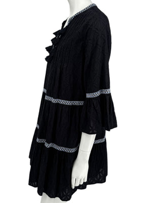 Tommy Bahama Black Embroidered Tassel Tunic Dress / Swim Cover-Up – Size S/P