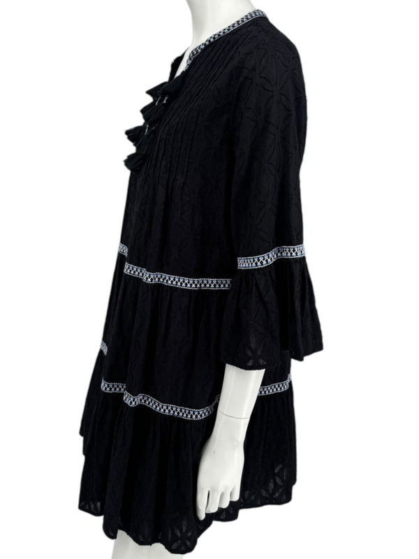 Tommy Bahama Black Embroidered Tassel Tunic Dress / Swim Cover-Up – Size S/P
