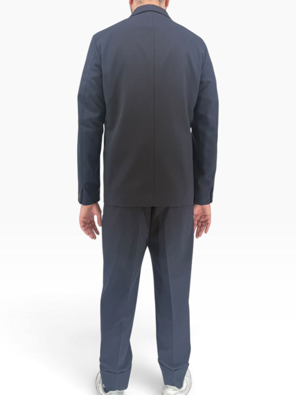 Jil Sander Men's 50 Navy Blue Virgin Wool Blend 2 Piece Suit Made Italy