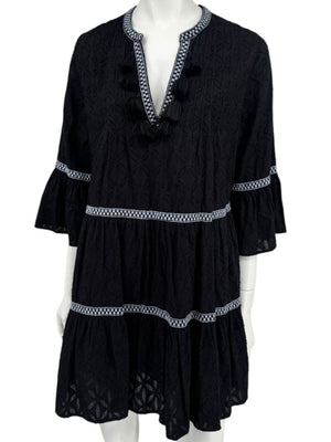 Tommy Bahama Black Embroidered Tassel Tunic Dress / Swim Cover-Up – Size S/P