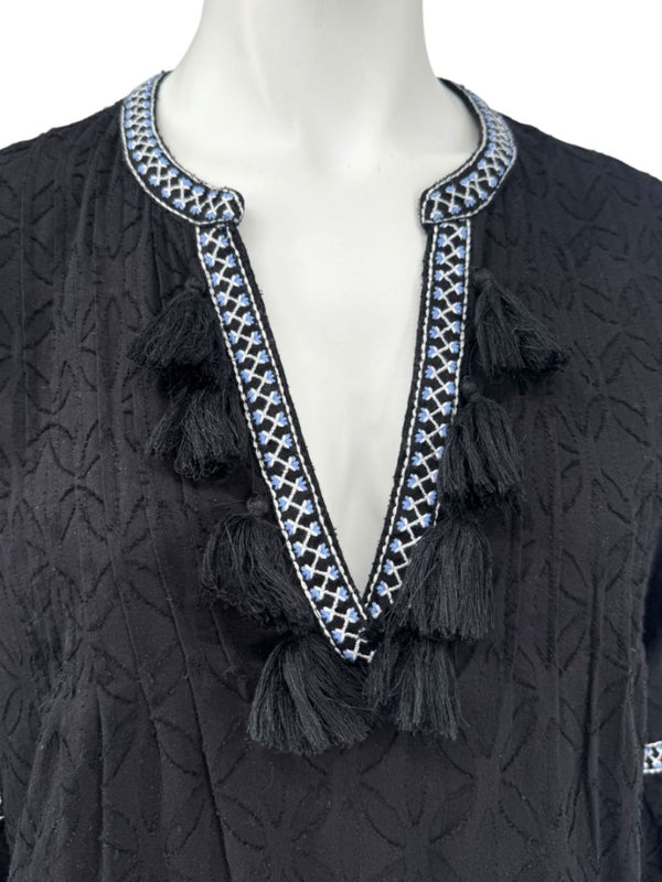 Tommy Bahama Black Embroidered Tassel Tunic Dress / Swim Cover-Up – Size S/P
