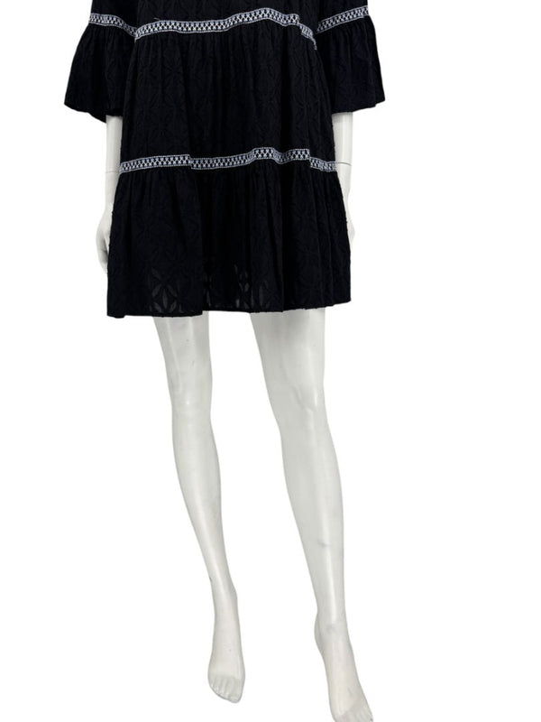 Tommy Bahama Black Embroidered Tassel Tunic Dress / Swim Cover-Up – Size S/P