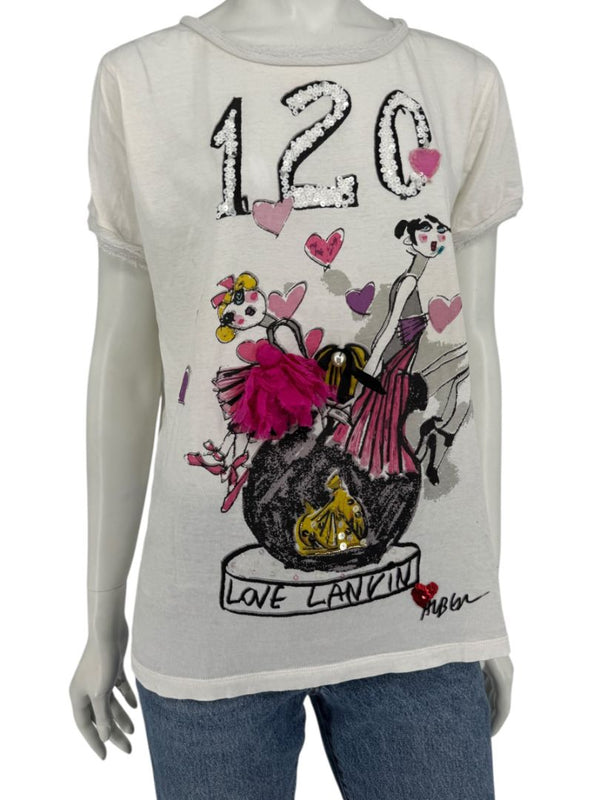 Lanvin Paris “120 Love Lanvin” Embellished Graphic T-Shirt – Size M