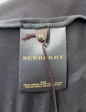 Burberry Navy Blue Silk Floral Skirt – NWT – Size IT 42 (US 6)