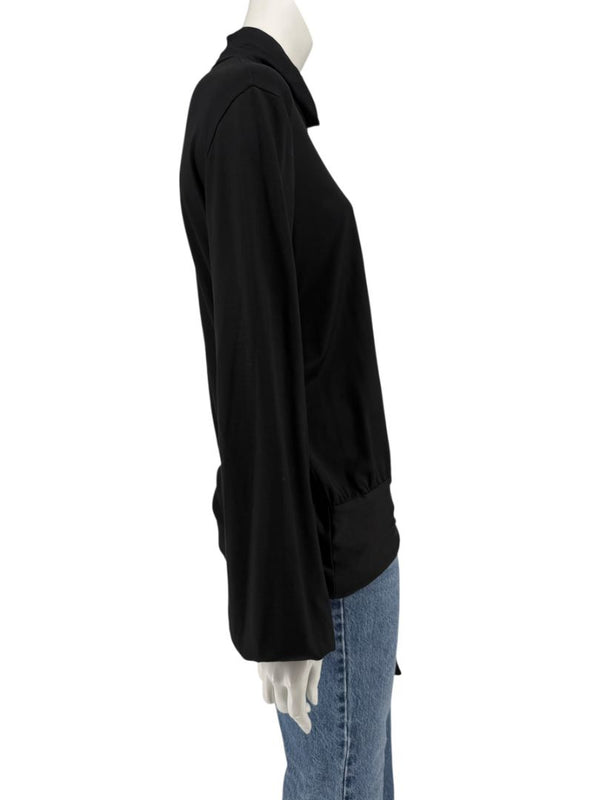 Rena Lange Black Tie-Waist Turtleneck Top – Size L