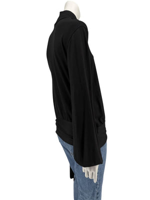 Rena Lange Black Tie-Waist Turtleneck Top – Size L